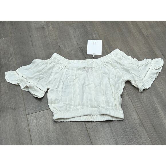 NWT Rachel Parcell Womens Ivory Wash Crepe Off-Shoulder Blouse Top Size XS - Picture 2 of 9